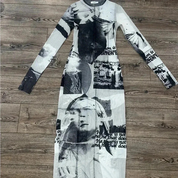 Danielle Guizio sheer print dress XS gorgeous modern statement glam core - Picture 4 of 6